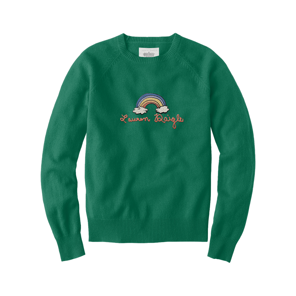 Green Knit Rainbow Sweater