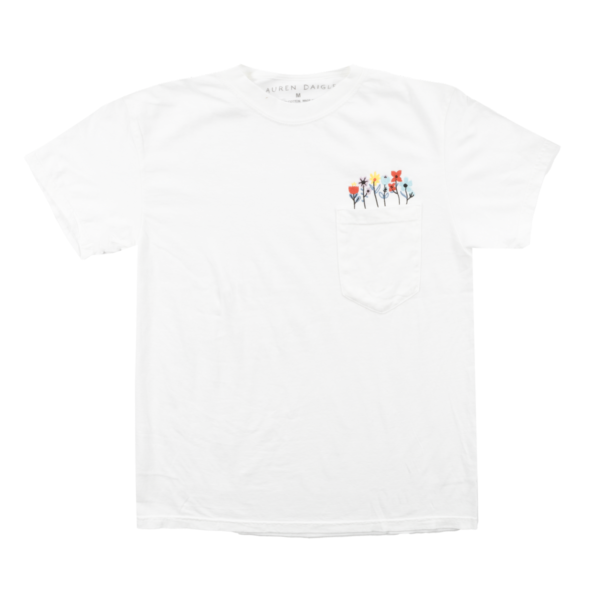 Embroidered Flowers Pocket Tee
