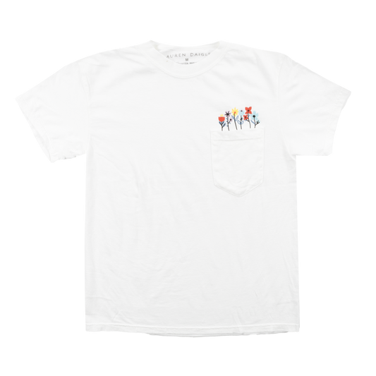 Embroidered Flowers Pocket Tee